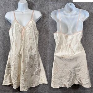 Y2K Floral Satin Slip Dress Size Medium Fairycore Romantic French Girl 90s Gown